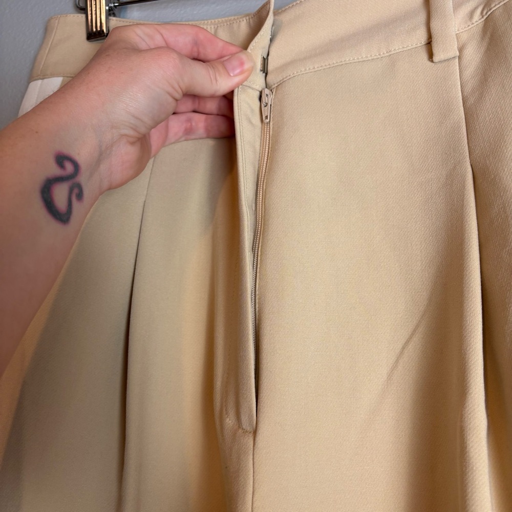 Favorite Daughter Beige Wide-Leg Pants with White Side Stripe - Picture 3 of 7